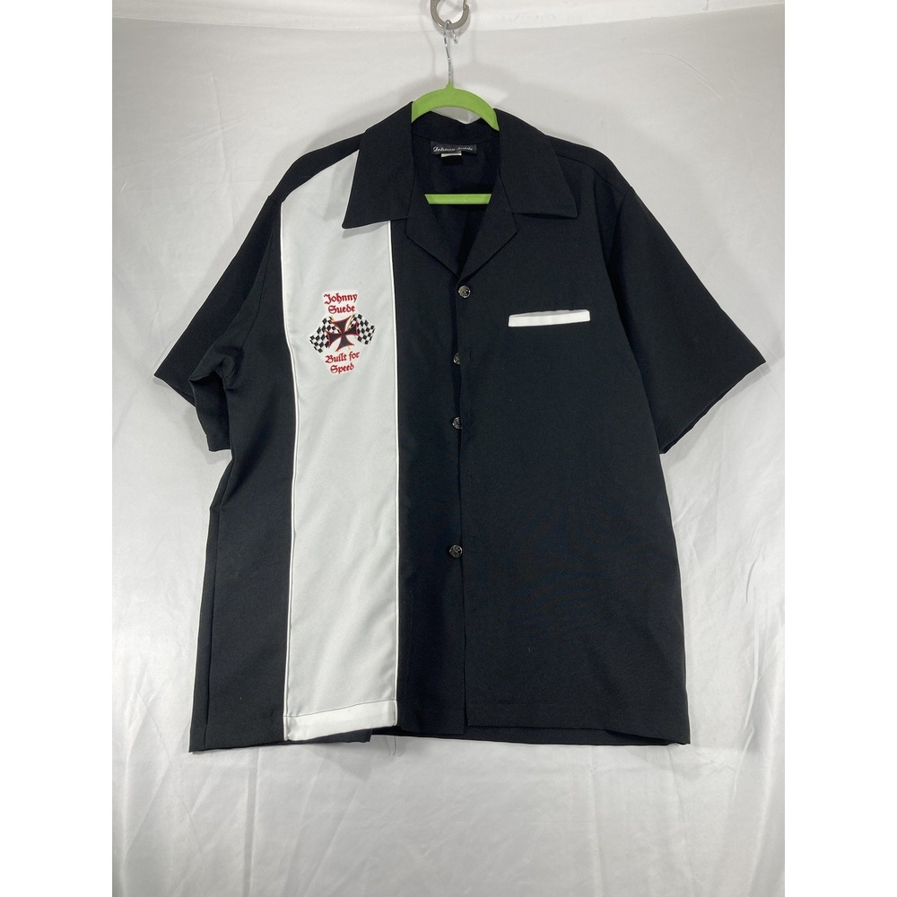 Vintage Johnny Suede Built For Speed Bowling Shirt Mens Xl USA Mechanic Read ⬇️